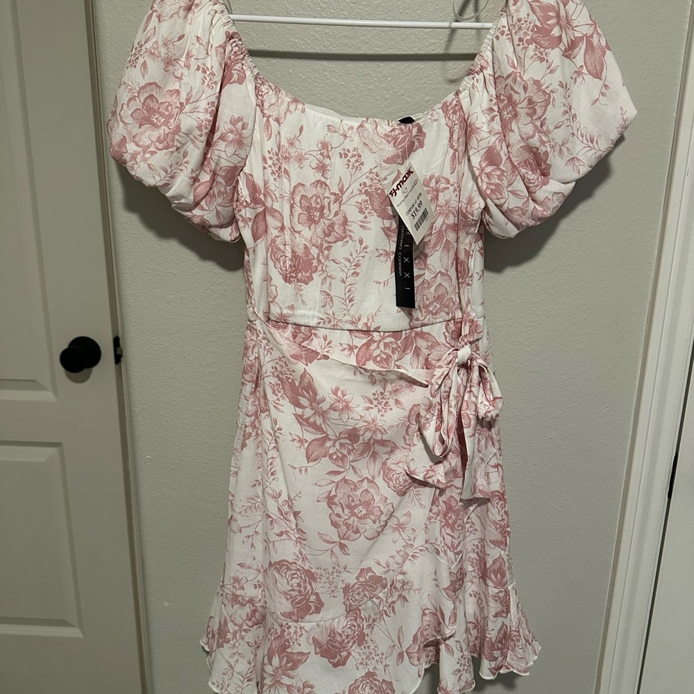 Floral Pink Puff Sleeve Dress